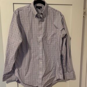 Lands' End Men's Button-Down Shirt with Purple and Blue Stripes